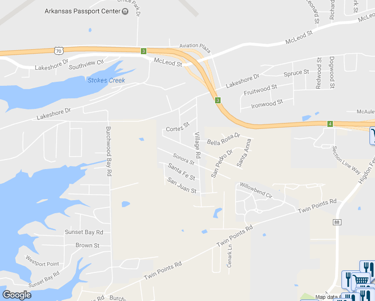 map of restaurants, bars, coffee shops, grocery stores, and more near 115 San Mateo Drive in Hot Springs