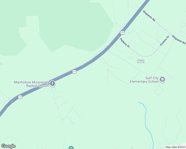 map of restaurants, bars, coffee shops, grocery stores, and more near US Highway 17 in Hampstead