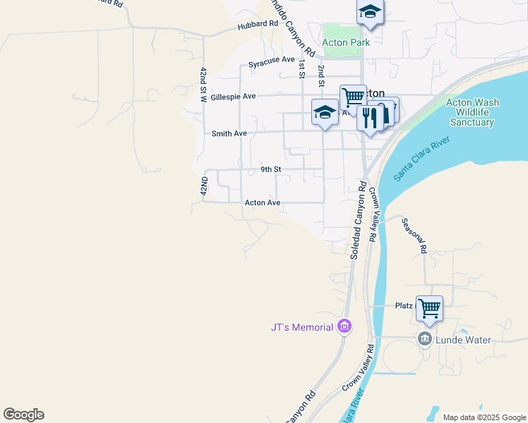map of restaurants, bars, coffee shops, grocery stores, and more near Acton Avenue in Acton