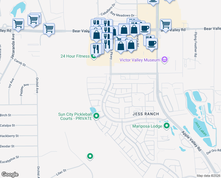 map of restaurants, bars, coffee shops, grocery stores, and more near 11710 Oak Street in Apple Valley