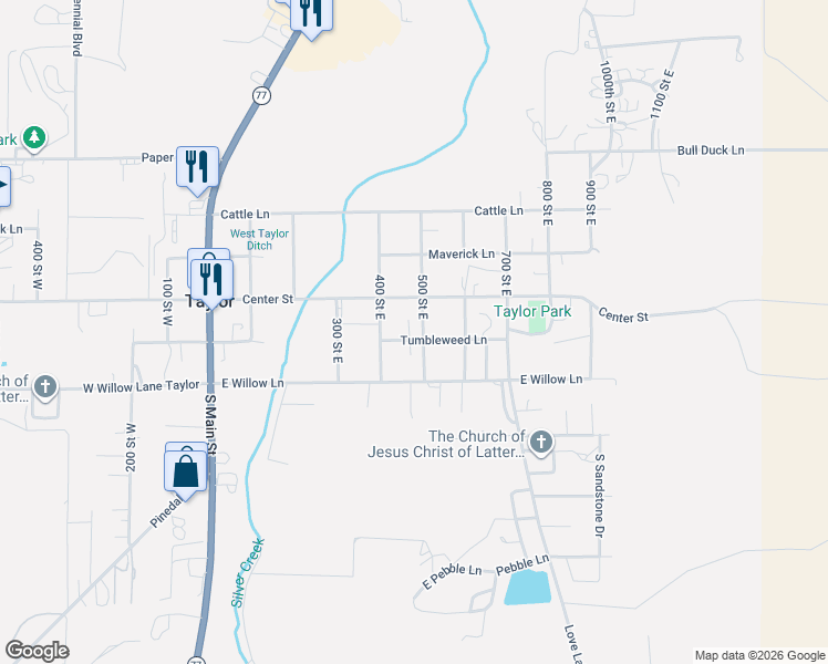 map of restaurants, bars, coffee shops, grocery stores, and more near 420 Tumbleweed Lane in Taylor