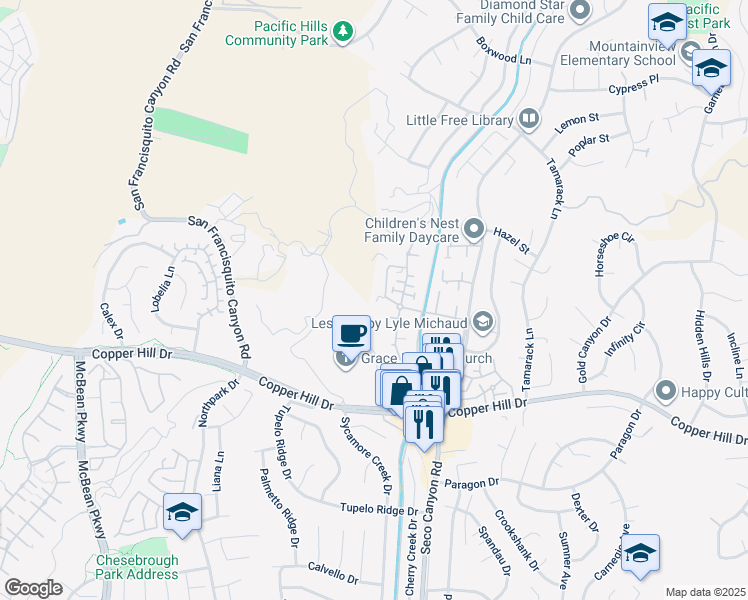 map of restaurants, bars, coffee shops, grocery stores, and more near in Santa Clarita
