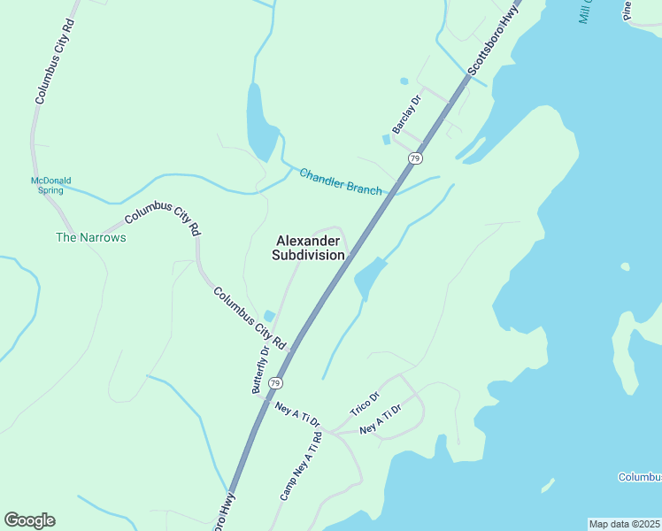 map of restaurants, bars, coffee shops, grocery stores, and more near 248 Columbus Lane in Guntersville