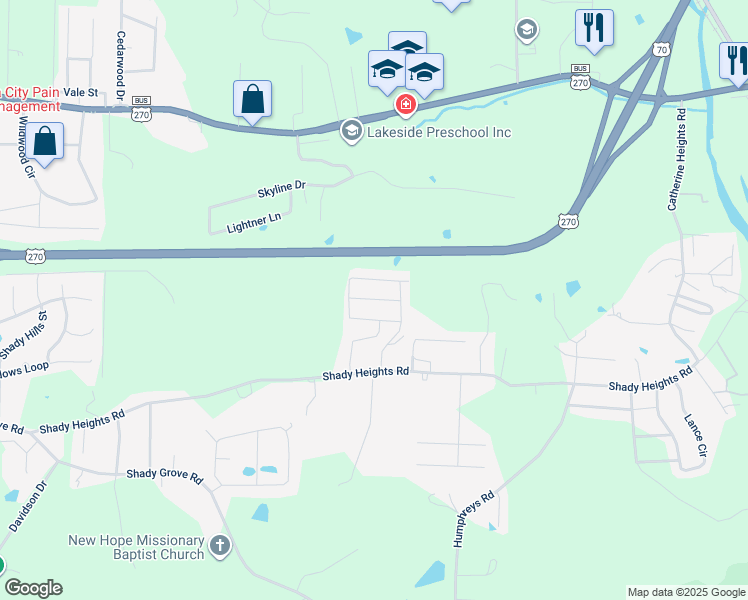 map of restaurants, bars, coffee shops, grocery stores, and more near 109 Haymaker Place in Garland County