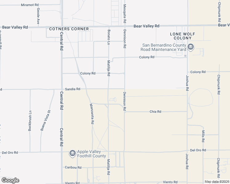 map of restaurants, bars, coffee shops, grocery stores, and more near 11689 Matilija Road in Apple Valley