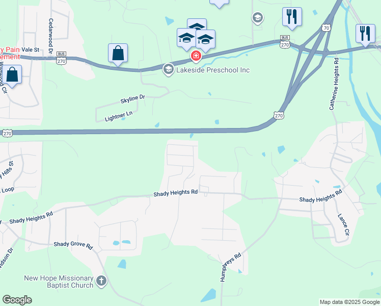 map of restaurants, bars, coffee shops, grocery stores, and more near 109 Haymaker Place in Garland County