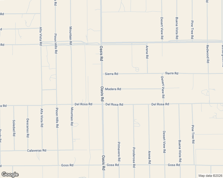map of restaurants, bars, coffee shops, grocery stores, and more near Madera Road in Pinon Hills