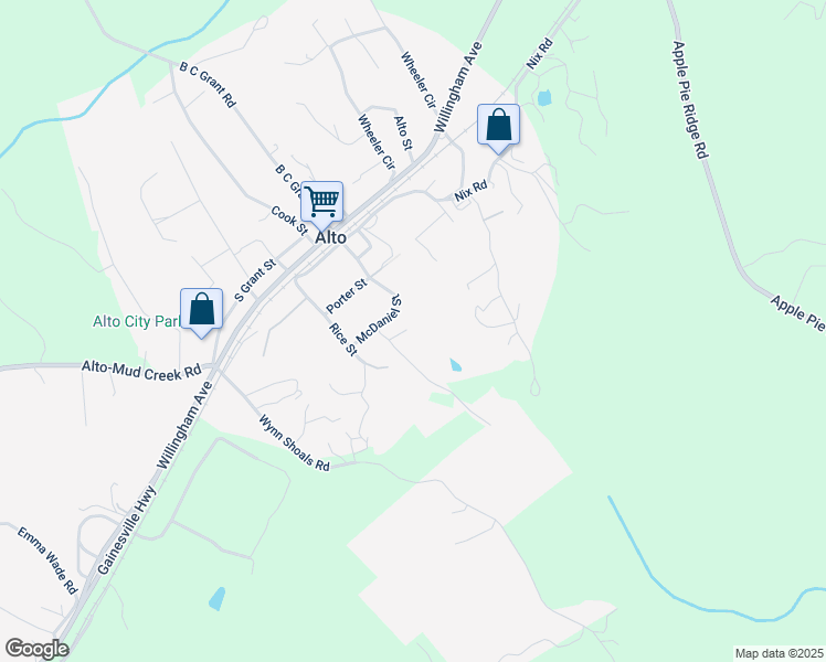 map of restaurants, bars, coffee shops, grocery stores, and more near 121 Tucker Drive in Alto
