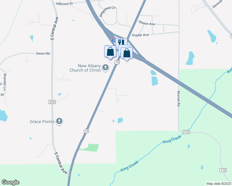 map of restaurants, bars, coffee shops, grocery stores, and more near 900 Kings Creek Road in New Albany