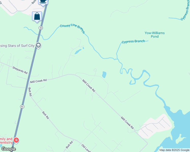 map of restaurants, bars, coffee shops, grocery stores, and more near 283 Kirk Circle in Hampstead