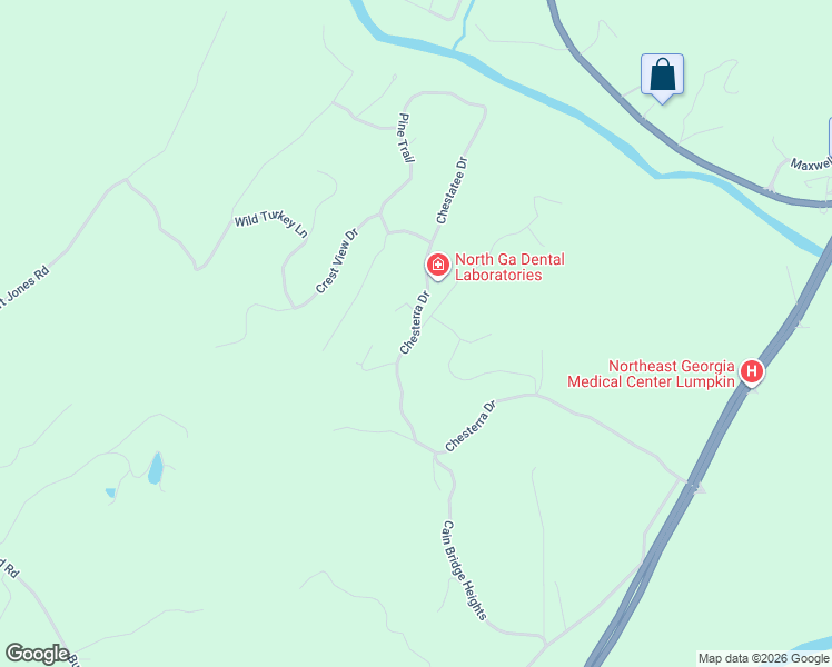 map of restaurants, bars, coffee shops, grocery stores, and more near 960 Chesterra Drive in Dahlonega
