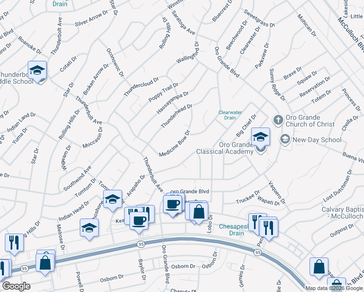 map of restaurants, bars, coffee shops, grocery stores, and more near 3340 Medicine Bow Drive in Lake Havasu City