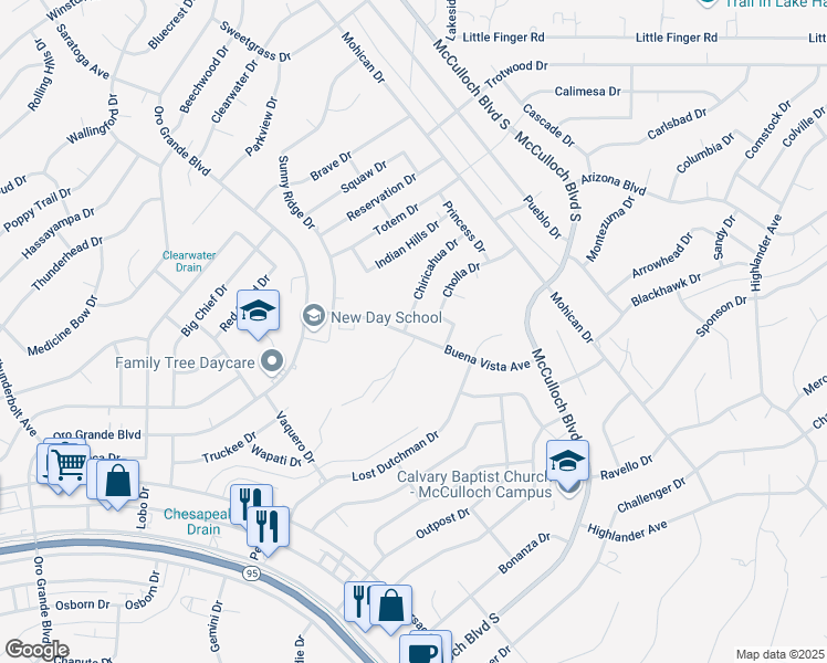 map of restaurants, bars, coffee shops, grocery stores, and more near 3703 Buena Vista Avenue in Lake Havasu City