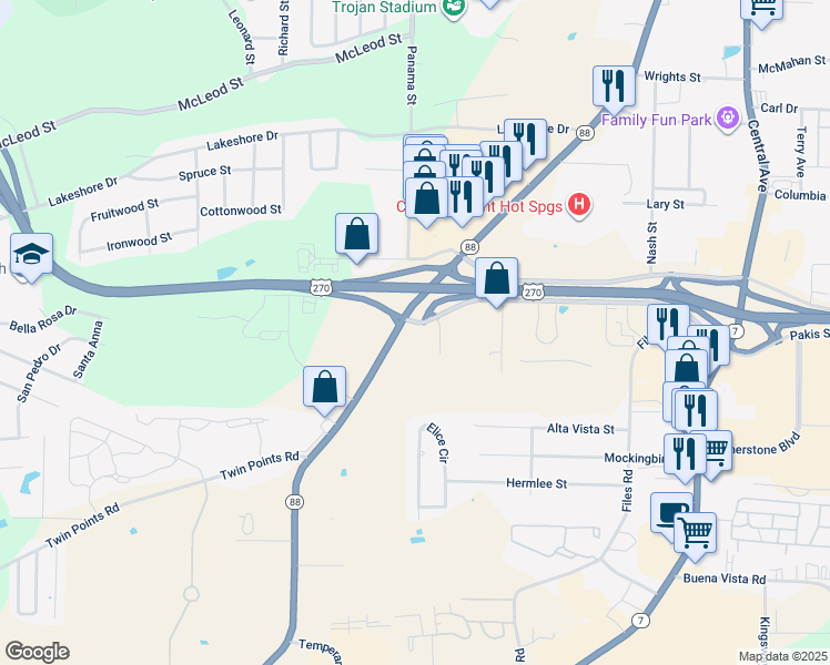 map of restaurants, bars, coffee shops, grocery stores, and more near 1609 Higdon Ferry Road in Garland County