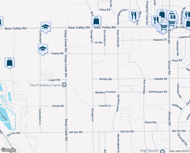 map of restaurants, bars, coffee shops, grocery stores, and more near 11715 Savage Lane in Apple Valley