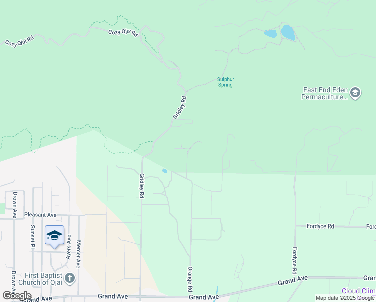 map of restaurants, bars, coffee shops, grocery stores, and more near 1497 Orange Road in Ojai