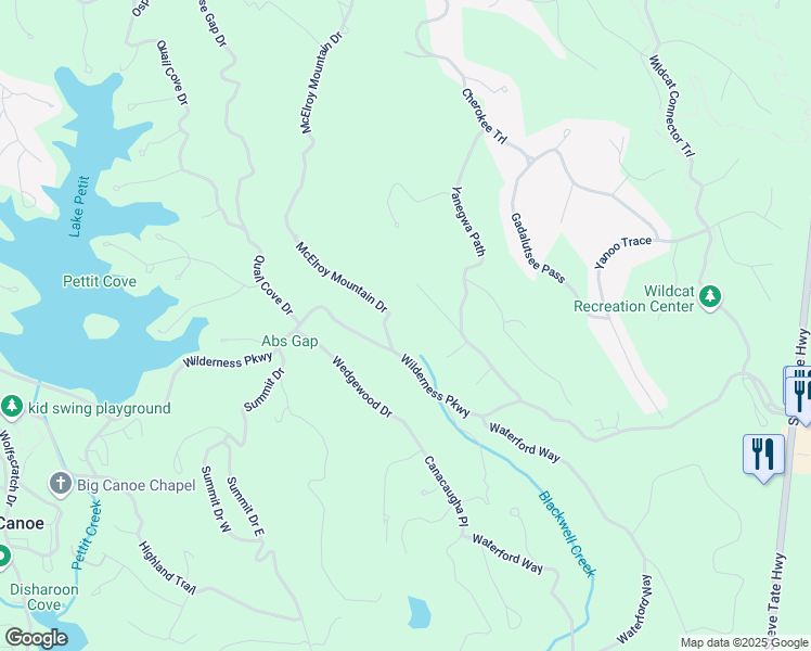 map of restaurants, bars, coffee shops, grocery stores, and more near 80 McElroy Mountain Drive in Jasper