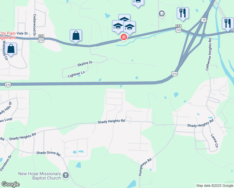 map of restaurants, bars, coffee shops, grocery stores, and more near 109 Haymaker Place in Garland County