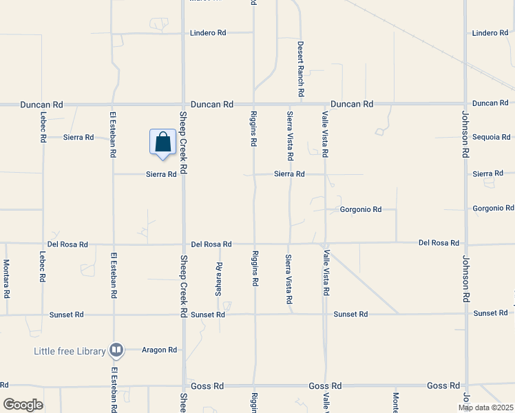 map of restaurants, bars, coffee shops, grocery stores, and more near 11825 Riggins Road in Phelan