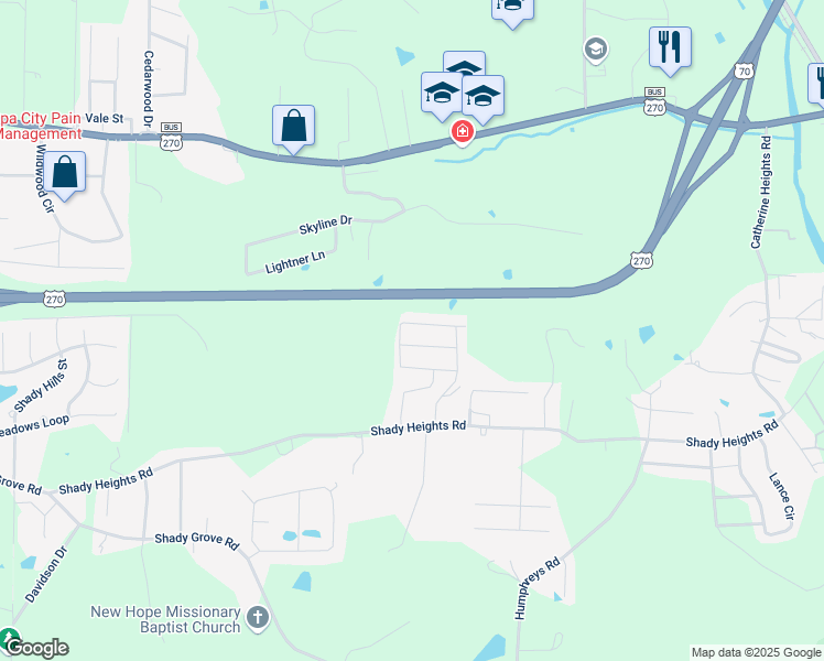 map of restaurants, bars, coffee shops, grocery stores, and more near 128 Haymaker Place in Garland County