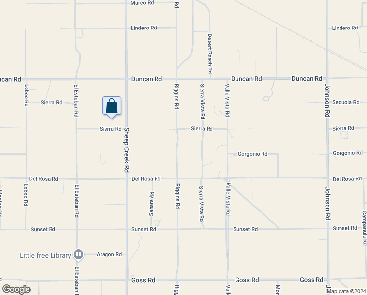 map of restaurants, bars, coffee shops, grocery stores, and more near 11825 Riggins Road in Phelan