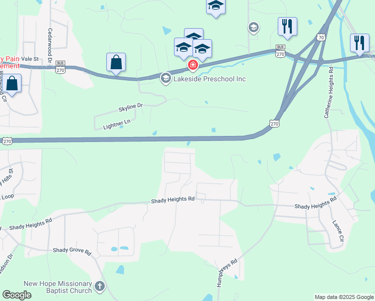 map of restaurants, bars, coffee shops, grocery stores, and more near 212 Clubhouse Circle in Garland County