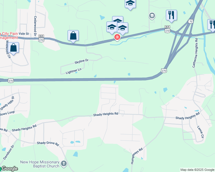 map of restaurants, bars, coffee shops, grocery stores, and more near 212 Clubhouse Circle in Garland County