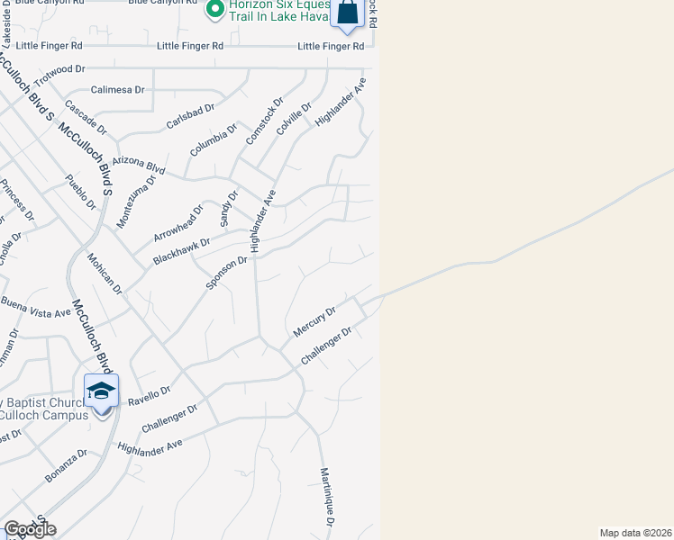 map of restaurants, bars, coffee shops, grocery stores, and more near 4225 Peruvian Drive in Lake Havasu City