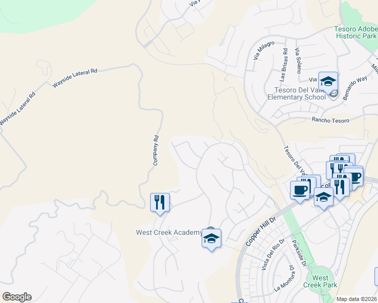 map of restaurants, bars, coffee shops, grocery stores, and more near 29027 Via Patina in Santa Clarita