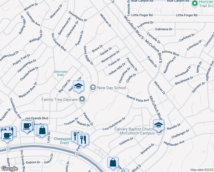 map of restaurants, bars, coffee shops, grocery stores, and more near 3651 Buena Vista Avenue in Lake Havasu City