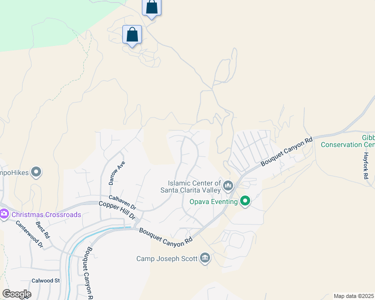 map of restaurants, bars, coffee shops, grocery stores, and more near 20055 Oakside Court in Santa Clarita