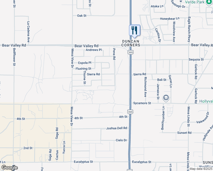 map of restaurants, bars, coffee shops, grocery stores, and more near 11915 Kirkston Place in Victorville