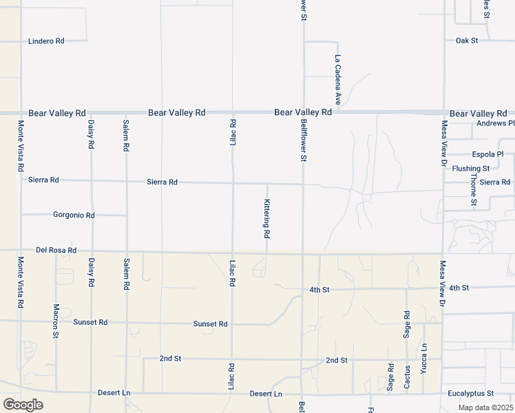 map of restaurants, bars, coffee shops, grocery stores, and more near Kittering Road in Victorville
