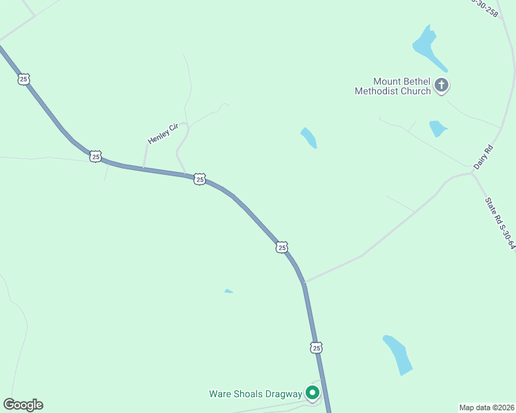 map of restaurants, bars, coffee shops, grocery stores, and more near 16227 U.S. 25 in Ware Shoals
