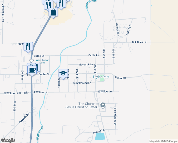 map of restaurants, bars, coffee shops, grocery stores, and more near 610 Center Street in Snowflake