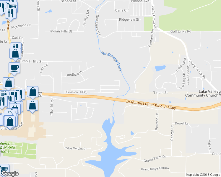 map of restaurants, bars, coffee shops, grocery stores, and more near 142 Forest View Circle in Hot Springs