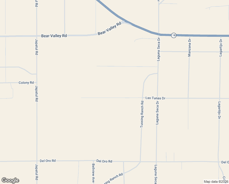 map of restaurants, bars, coffee shops, grocery stores, and more near 24330-24598 Las Tunas Drive in Apple Valley