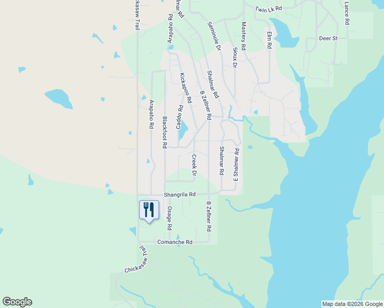 map of restaurants, bars, coffee shops, grocery stores, and more near 2766 Creek Drive in Sulphur