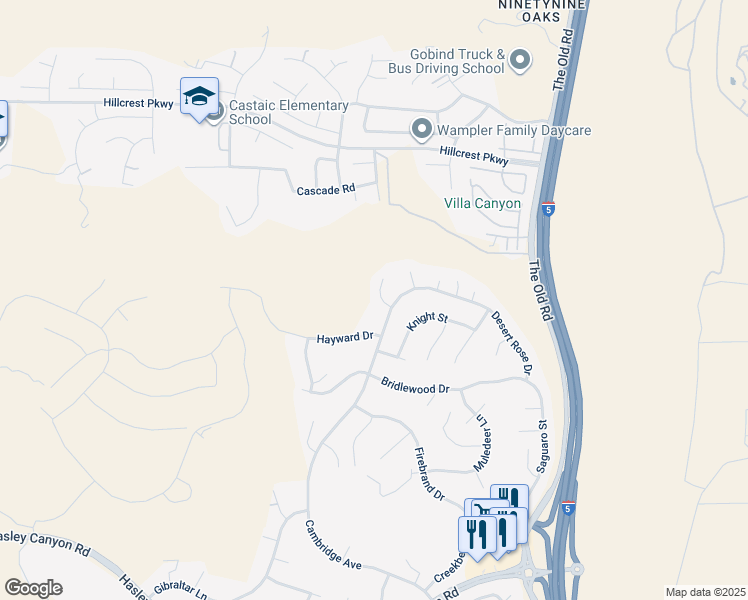 map of restaurants, bars, coffee shops, grocery stores, and more near 30117 Galbreth Court in Castaic