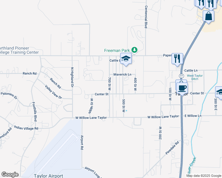 map of restaurants, bars, coffee shops, grocery stores, and more near 31 700 Street West in Taylor