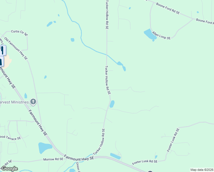 map of restaurants, bars, coffee shops, grocery stores, and more near 494 Tucker Hollow Road Southeast in Calhoun