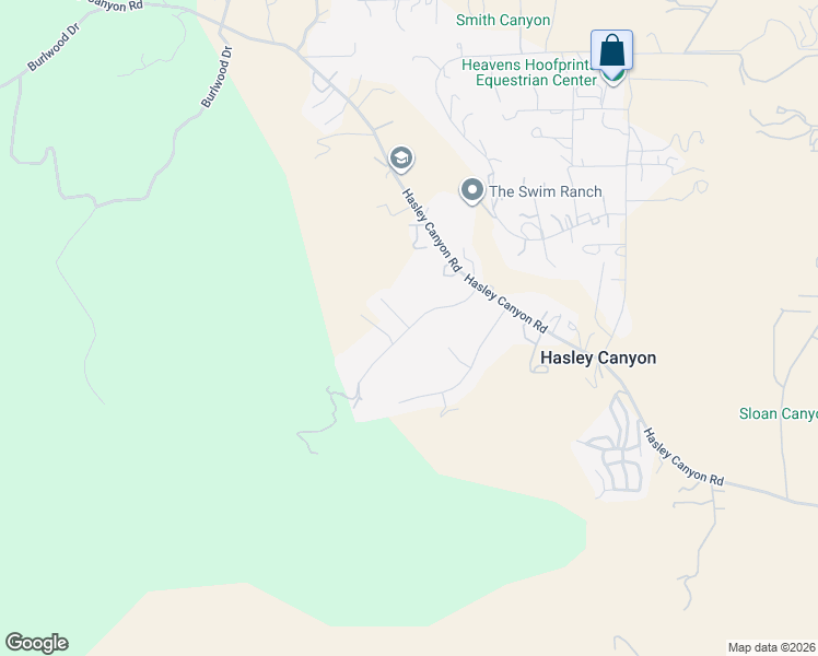 map of restaurants, bars, coffee shops, grocery stores, and more near Valley Glen Street in Hasley Canyon