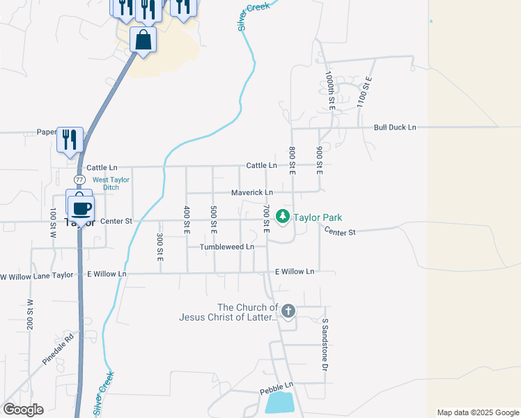 map of restaurants, bars, coffee shops, grocery stores, and more near 610 Center Street in Snowflake