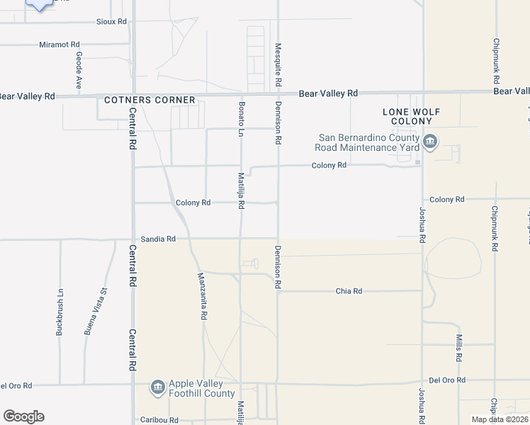 map of restaurants, bars, coffee shops, grocery stores, and more near 11689 Matilija Road in Apple Valley