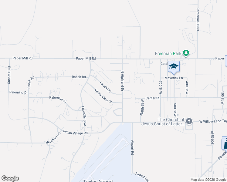 map of restaurants, bars, coffee shops, grocery stores, and more near 1121 Ranch Road in Taylor