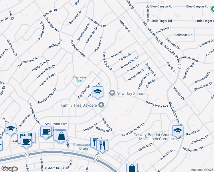 map of restaurants, bars, coffee shops, grocery stores, and more near 3439 Oro Grande Boulevard in Lake Havasu City