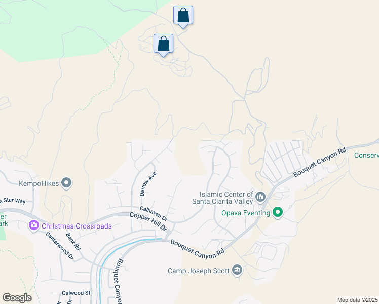map of restaurants, bars, coffee shops, grocery stores, and more near 29043 Shadow Valley Lane in Santa Clarita