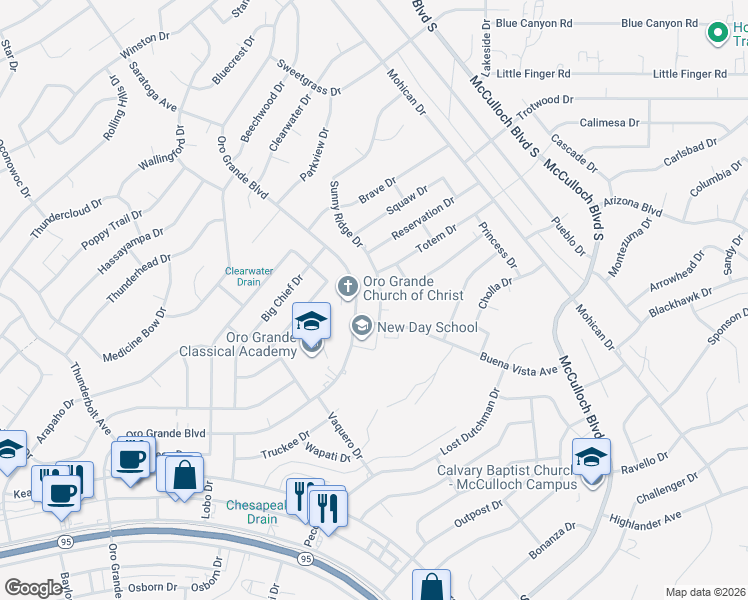 map of restaurants, bars, coffee shops, grocery stores, and more near 1231 Sunny Ridge Drive in Lake Havasu City