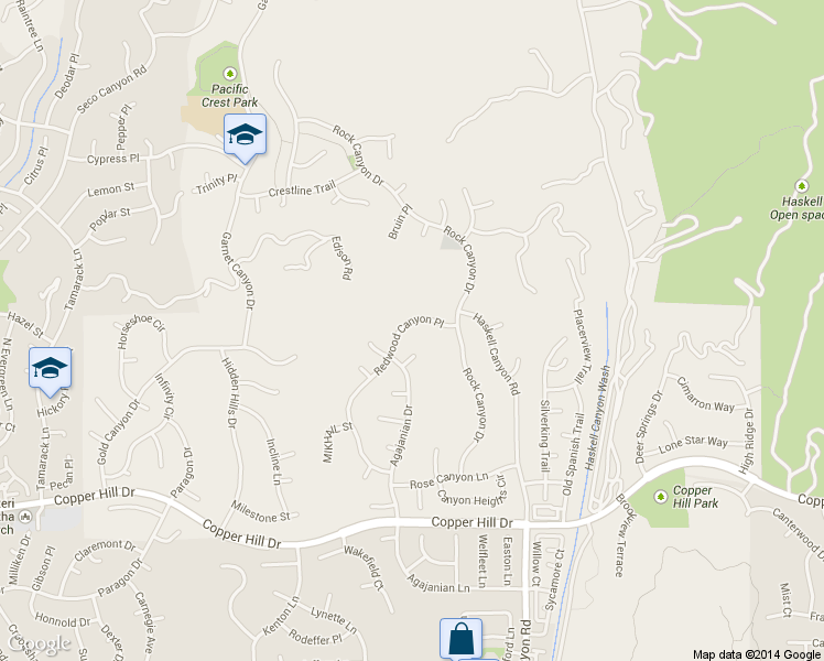 map of restaurants, bars, coffee shops, grocery stores, and more near 21756 Redwood Canyon Place in Santa Clarita