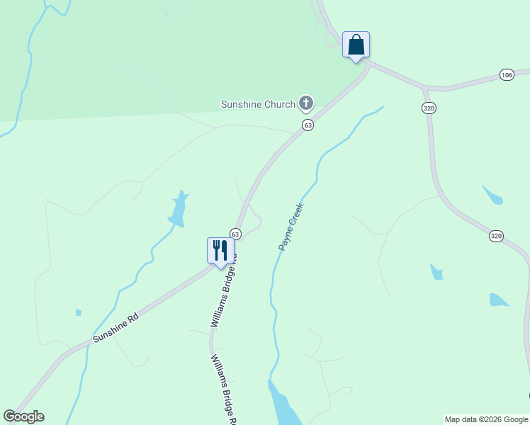 map of restaurants, bars, coffee shops, grocery stores, and more near 757 Sunshine Road in Toccoa